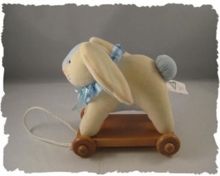 Cute Dakin Baby Betty Bunny Pull Toy Boy Blue Wooden