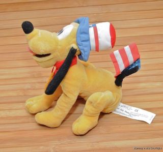 Disney 4th of July Pluto Bean Bag Plush Toy