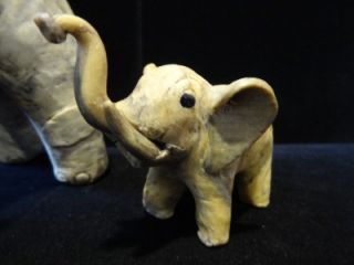 Antique Paper Mache Elephant Figurine Vintage Oyster Shell Papier Sculpture Art