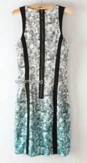 S M L Spring Fashion Europe Style Floral Print Stripes Slim Women Mini Dress