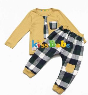 E1630 Boys Kids Baby Clothes Sets Long Sleeve Top Shirt Pants 2pcs OUTFITS0 4Y