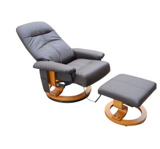 Aosom Brown Leather PU TV Office Recliner Vibrating Massage Chair with Ottoman