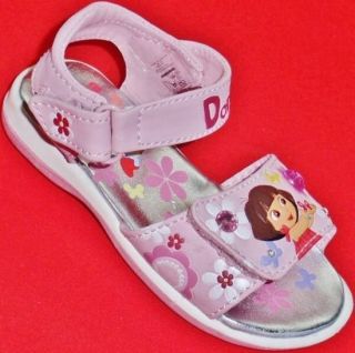 New Girl's Toddler's Pink Dora Flowers Lights Velcro Sandals Casual Dress Shoes