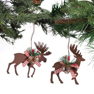 Rustic Metal Die Cut Moose and Deer Ornaments Christmas x mas Holiday Decoration