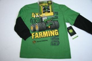 John Deere Boys Sizes 4 5 6 7 Shirt Toy Tractor L s Tee T "4x4 Farming"