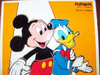 Playskool Disney Wood Puzzle Kids Vintage Mickey Mouse Donald Duck Educational