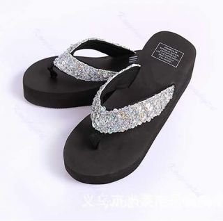 Fashion Womens Cool Summer Sandals Platform Flip Flops Casual Sequin Slipper