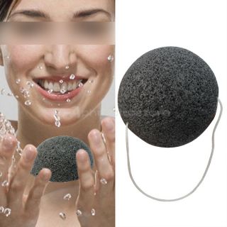 Hot Natural Konjac Konnyaku Facial Puff Face Deep Cleansing Washing Sponge Black