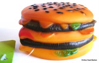 Dog Toy Squeaky Burger Pet Cheeseburger Food Vinyl New