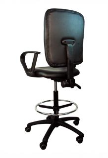 Drafting Chair Ergonomic Stool High Back Office Work Armrest Art Footrest Black