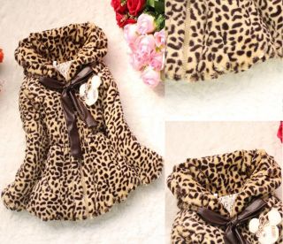 Baby Girl Faux Fur Leopard Coat Child Kid Winter Outwear Clothes Jacket Snowsuit