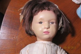 14" Schoenhut Pouty Girl Repainted Mohair Wig Nice Vintage Clothes N R