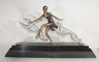 Art Deco Borzoi Dog Figurine Bronze Lormier