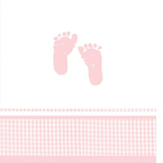 Pink Baby Girl Footprints Plaid Table Cover Baby Shower Party Supplies