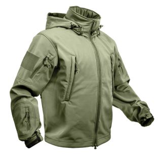 Olive Special Ops Tactical Soft Shell Jacket Waterproof Detachable Zipper Hood