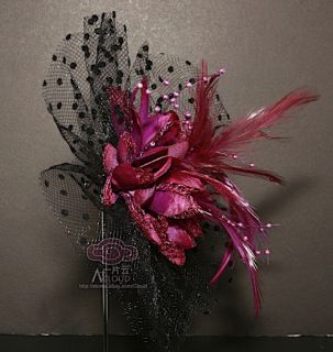 Bridal Wedding Flower Lace Feather Hair Fascinator Clip