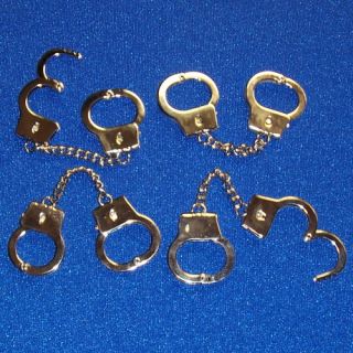 100 Police Handcuffs Deluxe Key Chain Hand Cuffs Ring Thumb Mini Small Metal