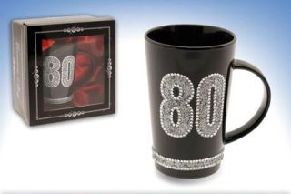 30th 40th 50th 60th 65th 70th 80th Birthday Diamante Latte Mug Boxed Gift BNEW
