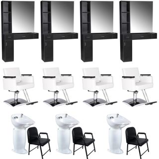 Beauty Salon Equipment Styling Station Chair Shampoo Backwash Unit Package EB 62