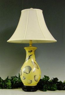34 in Yellow w Blue Shells Porcelain Table Lamp ID 45828
