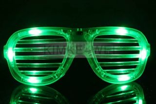 Red Blue Green LED Flashing Light Up Glasses Slotted Shutter Shades