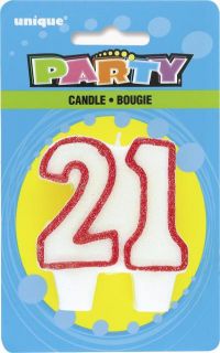 Birthday Party Supplies Number 21 Red Glitter Cake Candle