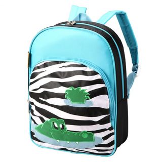 D and N Kids Girls Turquoise Zebra Croc Zipper Compartment Backpack