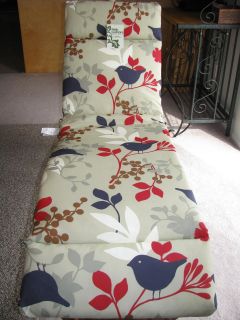 Chaise Lounge Cushion Patio Kadobi Buff Red Blue Tan Decorative Birds New