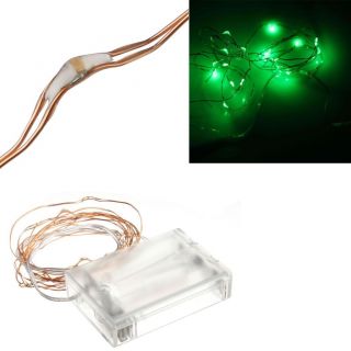4 5V 2M 20LEDS Green Battery Operated LED Copper Wire String Fairy Lights Lamp