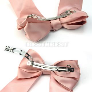 Fashion Women Satin Ribbon Bow Hair Clips Girls' Ponytail Holder Barrette New