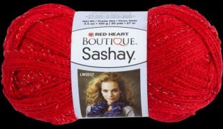 Red Heart Boutique Sashay Net Style Ruffle Yarn with Metallic Accent Red