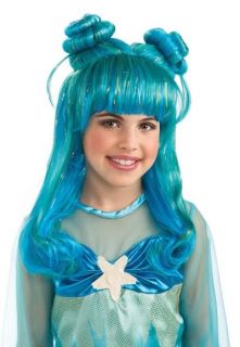 Girls Little Magical Mermaid Blue Green Dress Up Costume Wig Princess Child