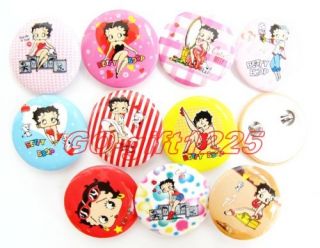 Wholesale 10 Pieces 1080 Pcs Betty Boop Rounded Buttons Badges Pin Party Gift