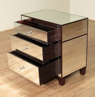 Solid Mahogany Mirrored Art Deco Nightstand Bedside Side Table MD001BP