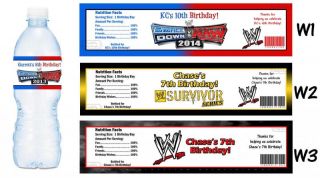 WWE Wrestling Printed Water Bottle Labels Birthday Party Favors Supplies