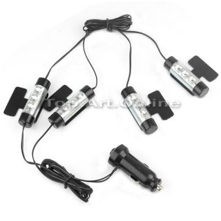 4X 3 LED Car Charge 12V Glow Interior Decorative 4in1 Atmosphere Light Lamp Blue