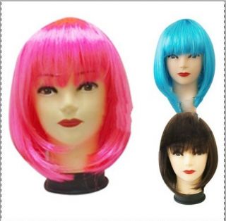 Fashion Womens Girls Sexy Short Bob Hair Wig with Straight Bangs Cosplay Party