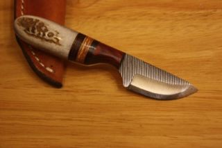 Custom Anza Bud E Knife Double Cut File w Whitetail Stag Handle Made in The USA