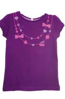 Baby Girls Infant Purple Pink Bow Necklace Cherry SS T Shirt Top 18 Months New