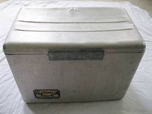Vintage Cronco Cooler Aluminum Ice Chest Fishing Hunting Red Handles