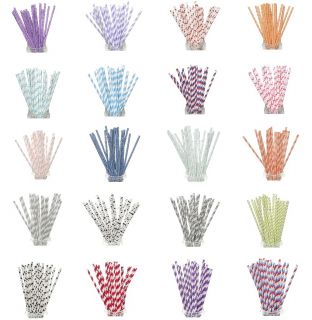 100 Colorful Polka Dot Paper Straws Drinking Straw Party Wedding Birthday Favor
