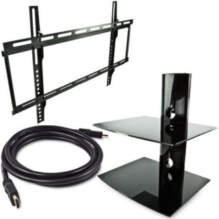 Flat TV Wall Mount 32 60" Tilt HDMI Cable LCD LED Plasma 2 Tier DVD Stand
