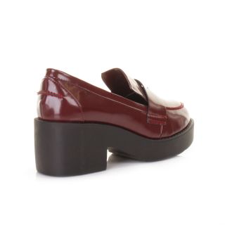 Loafer Womens Black Chunky Platform Penny Flat Shoes Fashion Size 3 8