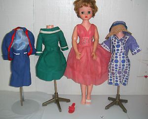 1962 Deluxe Reading Candy Fashion Doll Box 3 Dress Forms 4 Outfits Vintage Boxed