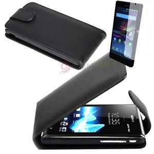 New PU Flip Leather Pouch Case Cover for Sony Xperia Z L36H Black Film