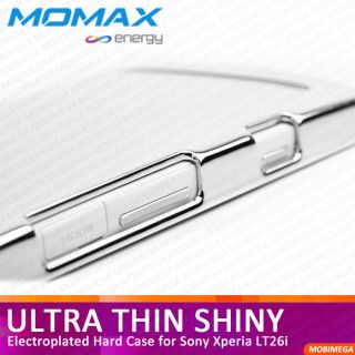 Momax Ultra Thin Shiny Metallic Case Sony Xperia s LT26i Silver w Screen Shield