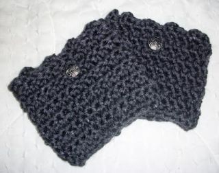 Boot Cuff Topper Handmade Crochet Charcoal Gray Chunky Look One Size Fits Most