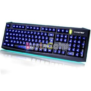 Blue LED Backlit Illuminated Back Light USB Wired Gaming Computer PC Keyboard 4