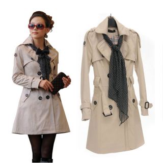 2011 New Women Military Style Double Breasted Trench Coat Jacket M XXL 4 Colors