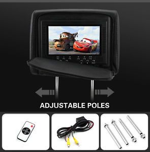 Black 9W Car Headrest DVD Player Games with Security Zipper Cover LCD USB Stereo
